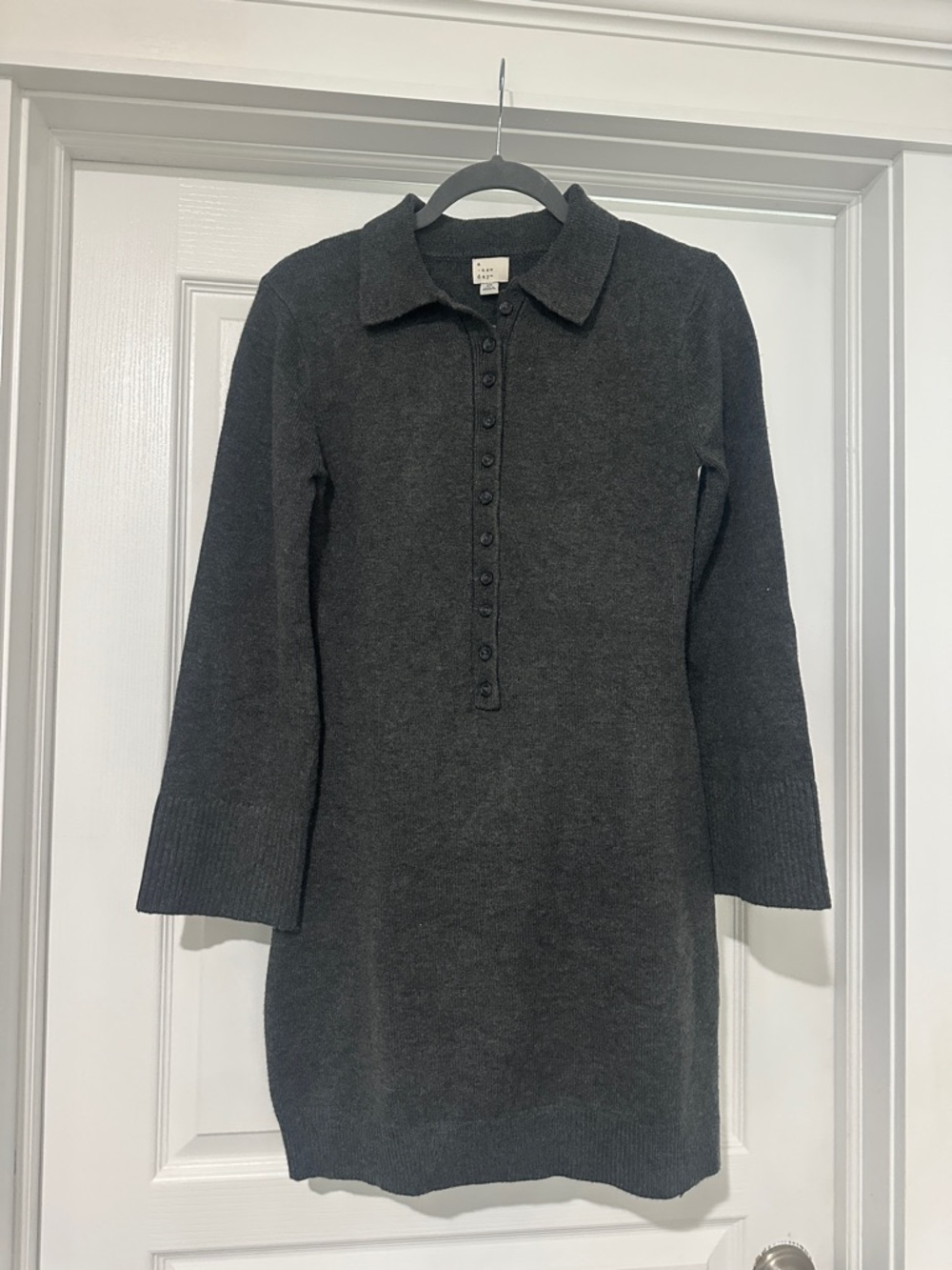 a new day Charcoal Gray Long Sleeve Polo Sweater Dress